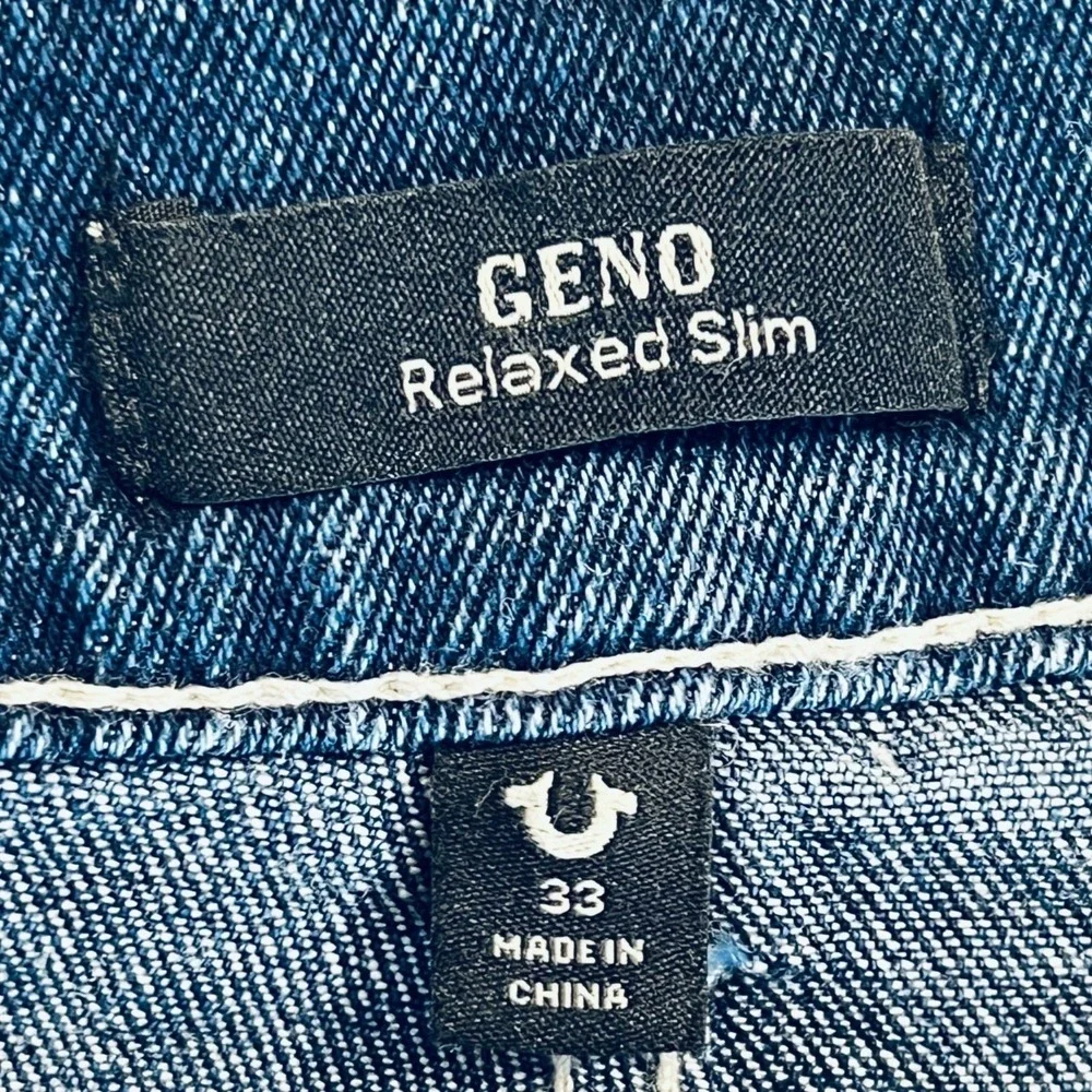 True Religion Men's Geno Relaxed Stretch Jeans 33x32 Flap Pockets Slim Blue NWT